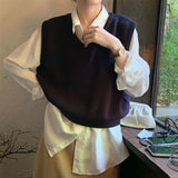 【7色展開】シンプルVネックベスト