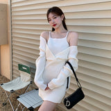 オフショルリブニットワンピース