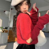 アームウォーマー付きニット