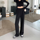 ハイウエストタックデザインストレートパンツ