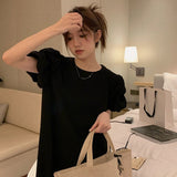パフスリーブ半袖ワンピース