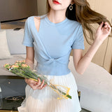 アシメデザインリブトップス