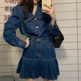 オータムガーリーレトロデニムセットアップ