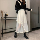 アシメデザインメッシュスカート