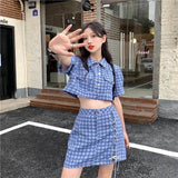 千鳥柄半袖ジャケットセットアップ