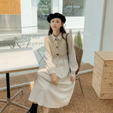 ショートリブニットベスト&ロングワンピースセット