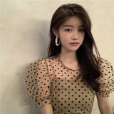 キャミ付きドットシアーブラウス