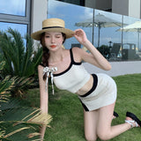 レトロデザインスプリットスカートスイムウェア