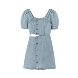 ウェストカットデニムワンピース