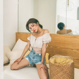 オフショル切り替えスイムウェア