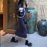 バイカラーカーディガン&ニットワンピース