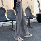 レースアップワイドデニム