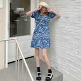 花柄デニムワンピース