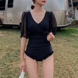 シアースリーブVネック水着