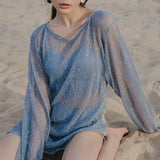 ラメトップス付き水着セット