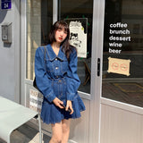 オータムガーリーレトロデニムセットアップ