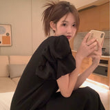 パフスリーブ半袖ワンピース
