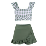 グリーンギンガムスイムウェア