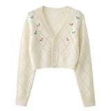 透かし編みフラワーカーディガン
