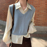 【7色展開】シンプルVネックベスト