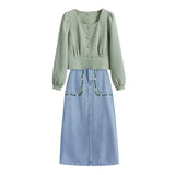 刺繍デニムスカート