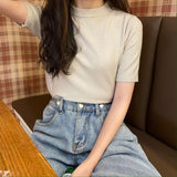 モックネックカラーTシャツ