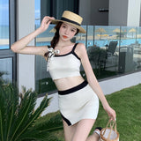 レトロデザインスプリットスカートスイムウェア