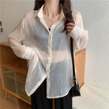 【6色展開】シースルーサイドリボンシャツ