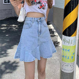 デニムフレアミニスカート