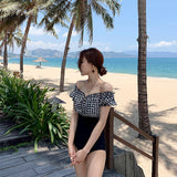 オフショル切り替えスイムウェア