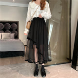 アシメデザインメッシュスカート