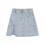 リボンデニムスカート