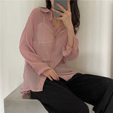 【8色展開】サンカットシースルーシャツ