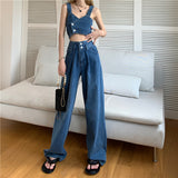 デニムベストビスチェ&ハイウエストブルーデニム