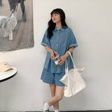 ハーフデニムシャツセットアップ