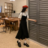 フェイクレイヤードパフスリーブワンピース