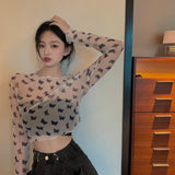 蝶柄シアートップス