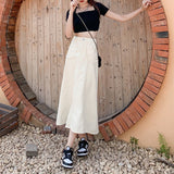 ステッチ風デニムロングスカート