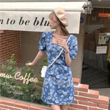 花柄デニムワンピース