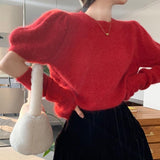 アームウォーマー付きニット