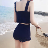 フリルニットタンキニ水着セットアップ