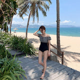 オフショル切り替えスイムウェア