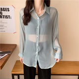 【6色展開】シースルーサイドリボンシャツ