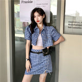 千鳥柄半袖ジャケットセットアップ