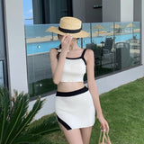 レトロデザインスプリットスカートスイムウェア