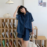 ハーフデニムシャツセットアップ