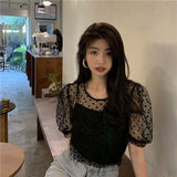 キャミ付きドットシアーブラウス