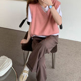 【7色展開】シンプルVネックベスト