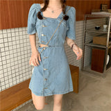 ウェストカットデニムワンピース