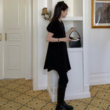 アームウォーマー付きニットニットワンピース